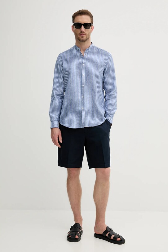Sisley cămașă de in 51FCSQ03J violet SS25