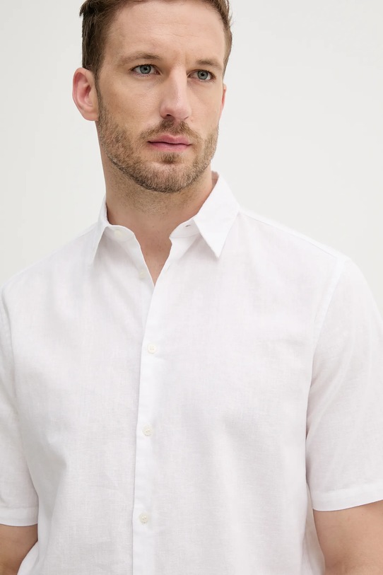 Sisley camicia di lino bianco 51FCSQ03K