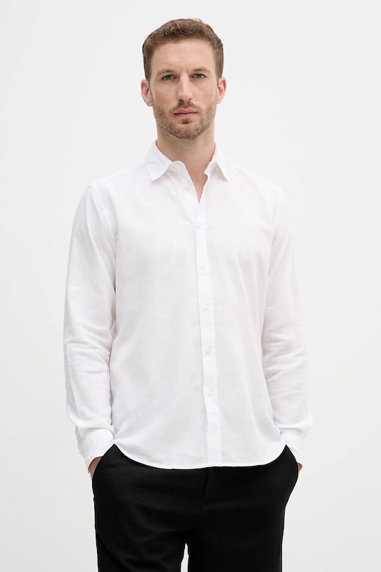 Ľanová košeľa Sisley regular biela 51FCSQ03G