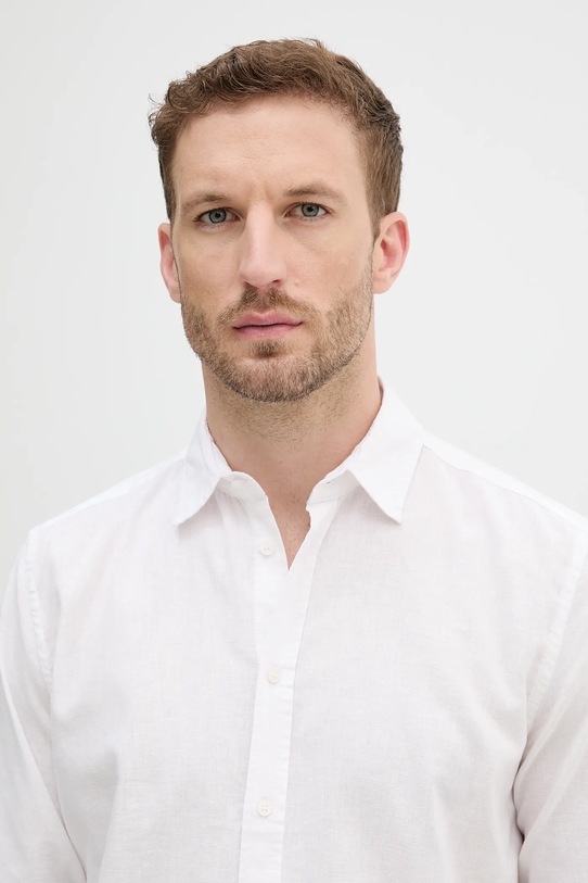 Ľanová košeľa Sisley biela 51FCSQ03G