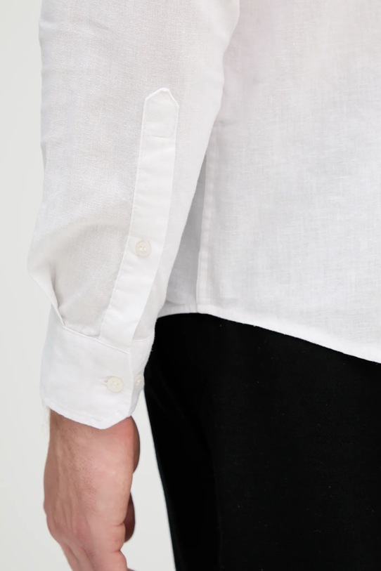 Ľanová košeľa Sisley 51FCSQ03G biela