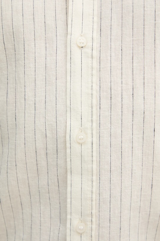 Lněná košile Sisley 51FCSQ03G béžová