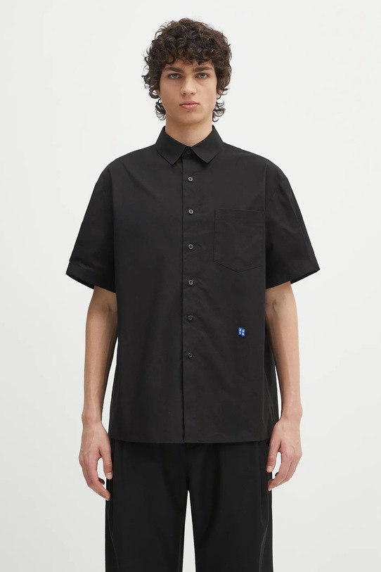Ader Error cămașă din bumbac Apparel-Top uni negru BN42FYSH0202BK