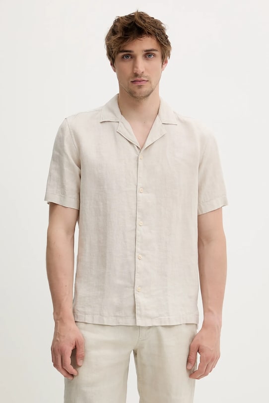 Сорочка з льону Marc O'Polo casual бежевий 524742841062