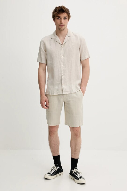 Сорочка з льону Marc O'Polo 524742841062 бежевий SS25