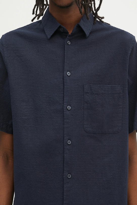 Samsoe Samsoe koszula lniana Sataro granatowy M25100063