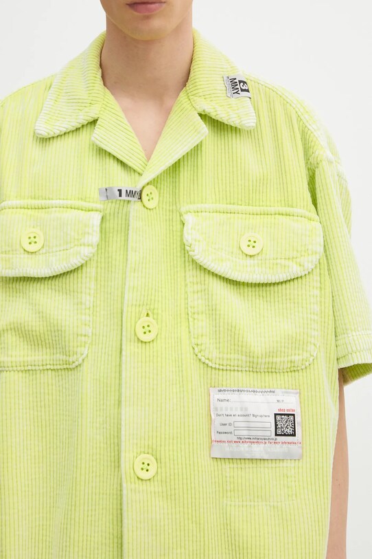 Maison MIHARA YASUHIRO koszula bawełniana Amateur Sewn S/S Shirts zielony A14SH084