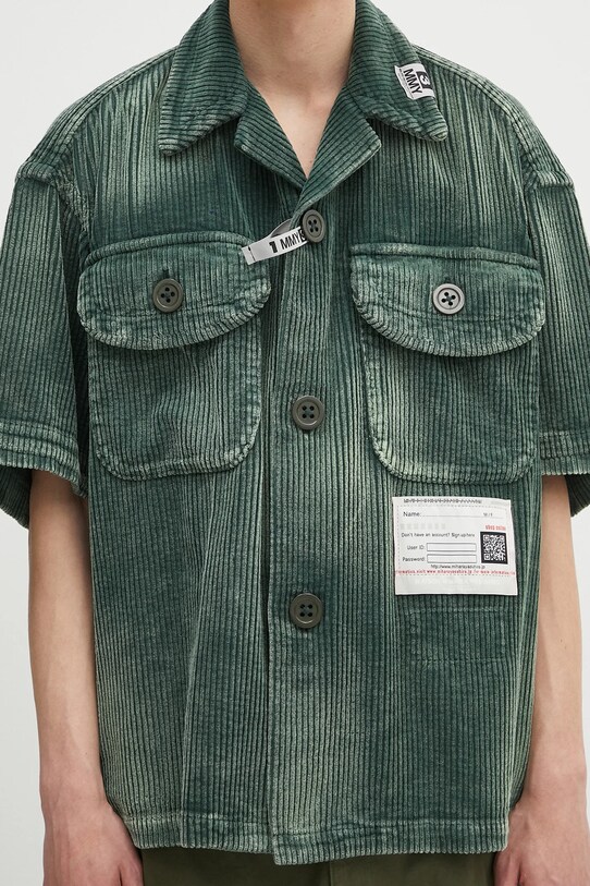 Bavlněná košile Maison MIHARA YASUHIRO Amateur Sewn S/S Shirts zelená A14SH084