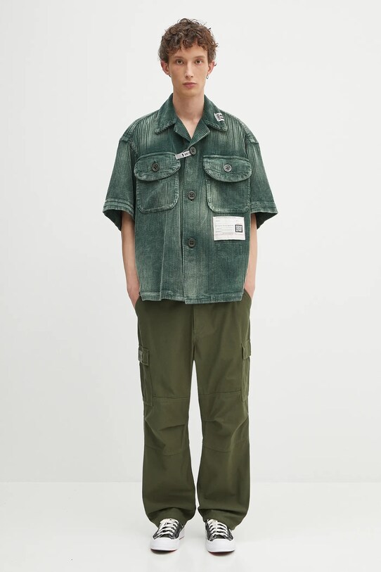 Bavlněná košile Maison MIHARA YASUHIRO Amateur Sewn S/S Shirts A14SH084 zelená