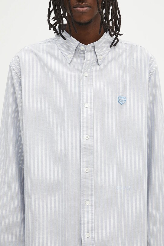 Бавовняна сорочка Human Made Striped Bd Shirt блакитний HM29SH011
