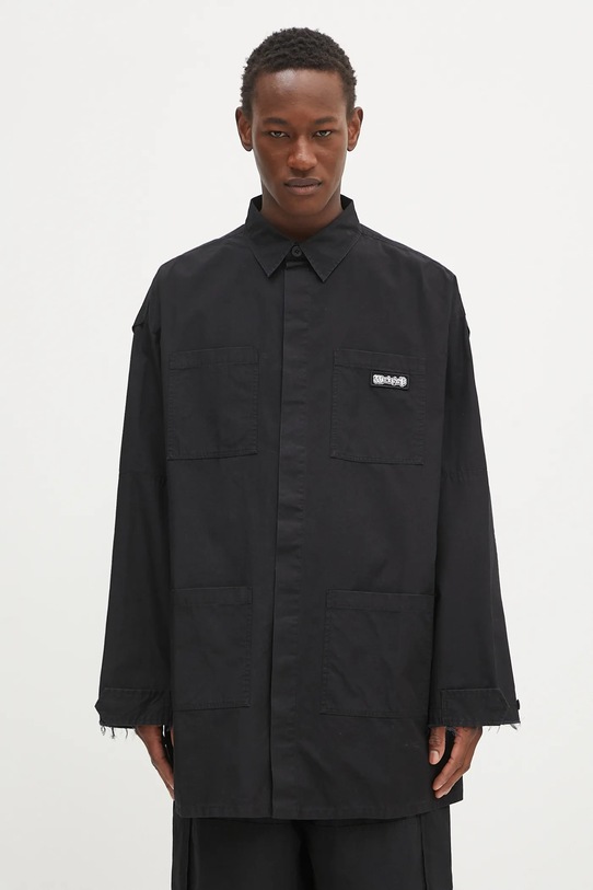 Bavlnená košeľa 032C 'Intermission' relaxed čierna S25.URW.1402.000