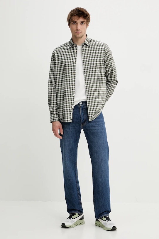 Bavlněná košile Marc O'Polo 520724542090 zelená SS25