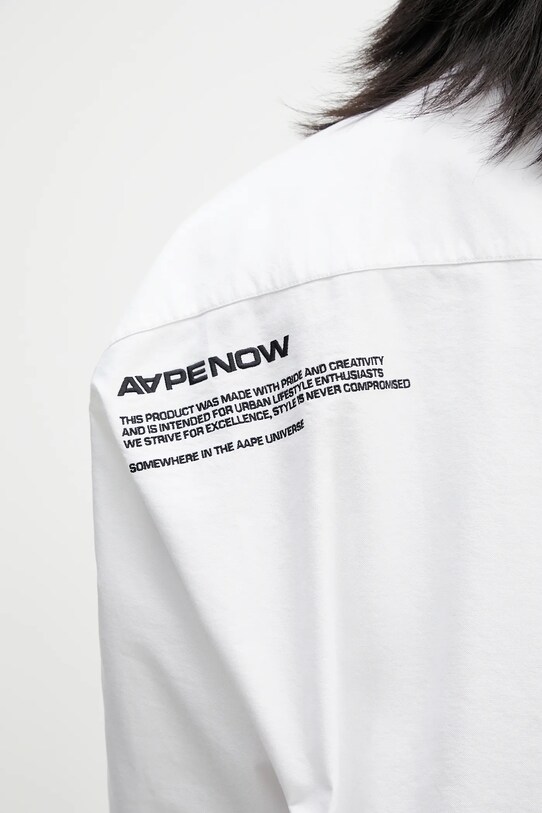 AAPE koszula bawełniana Now Long AAPSTM8512XXO biały