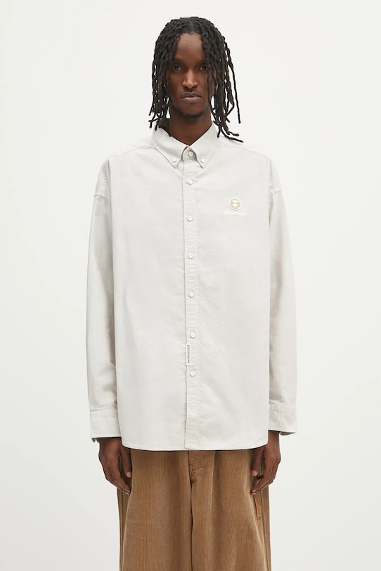 AAPE cămașă din bumbac Now Long uni bej AAPSTM8512XAO