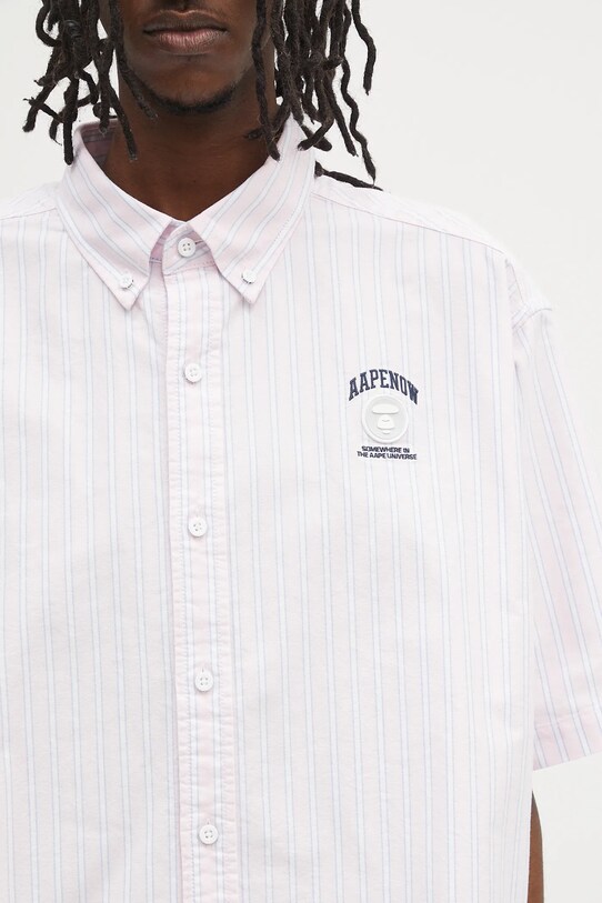 Pamučna košulja AAPE Now Short roza AAPSRM8517XXO