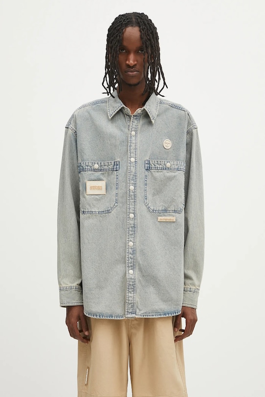 Traper košulja AAPE Now Long pamuk plava AAPSTM8511XXO