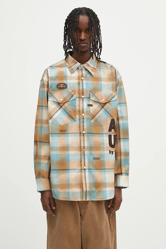 Бавовняна сорочка AAPE Main Long візерунок бежевий AAPSTM8522XXO