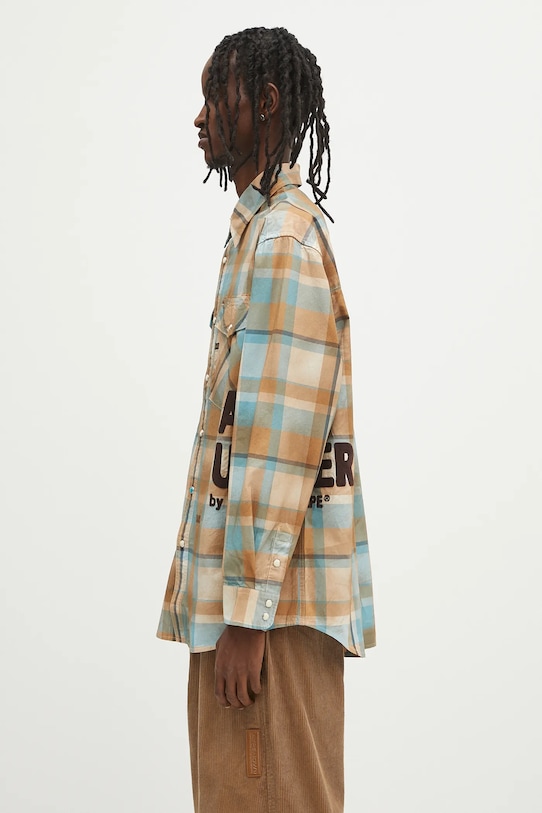 Бавовняна сорочка AAPE Main Long AAPSTM8522XXO бежевий SS25