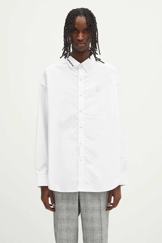 Памучна риза AAPE Now Long Sleeve стандартна бял AAPSTM8496XXN