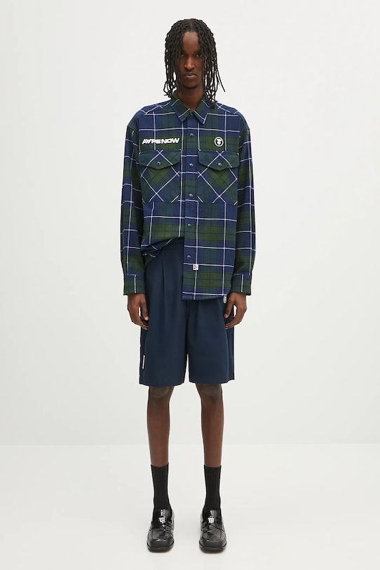 AAPE camicia in cotone Now Long Sleeve AAPSTM8498XXN blu navy