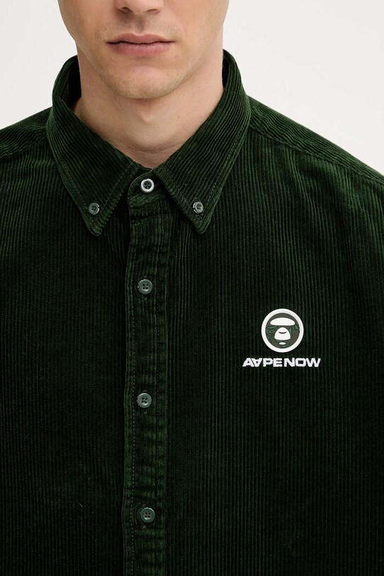 AAPE koszula sztruksowa Now Long Sleeve zielony AAPSTM8499XXN