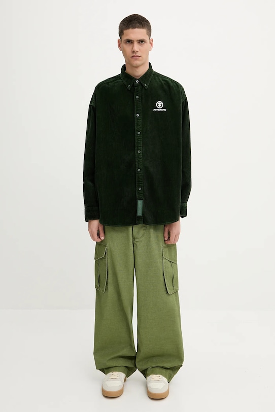 Košulja od samta AAPE Now Long Sleeve AAPSTM8499XXN zelena