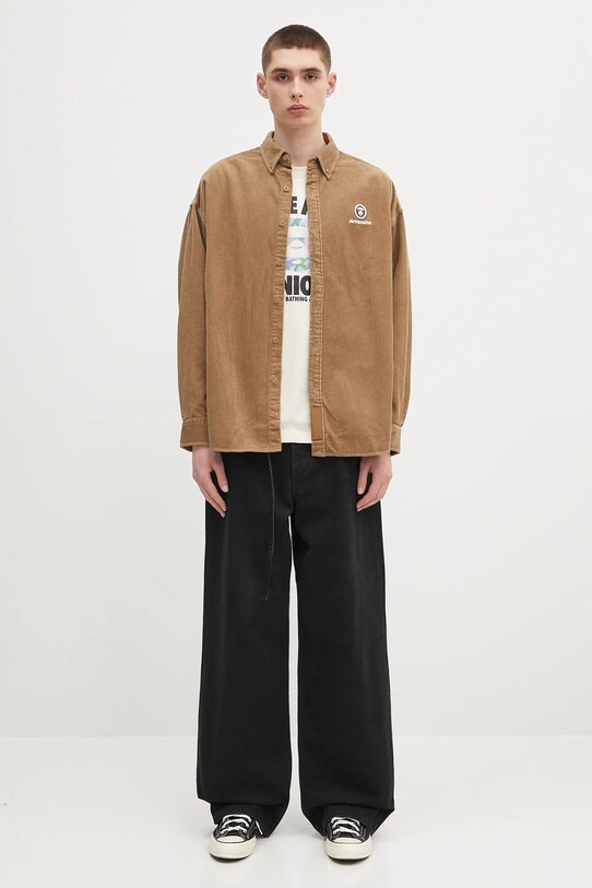 Джинсова риза AAPE Now Long Sleeve AAPSTM8499XXN кафяв