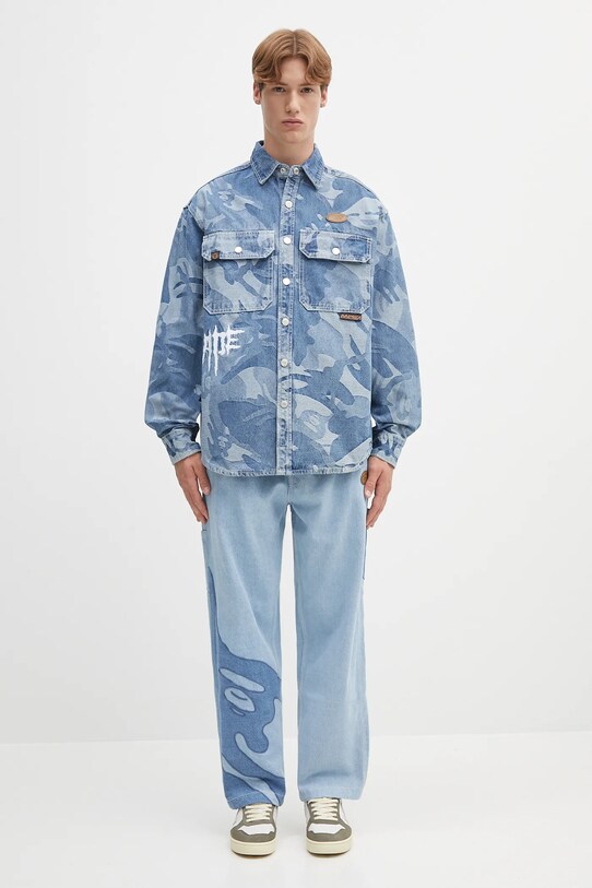 AAPE koszula jeansowa Main Long Sleeve AAPSTM8500XXN niebieski