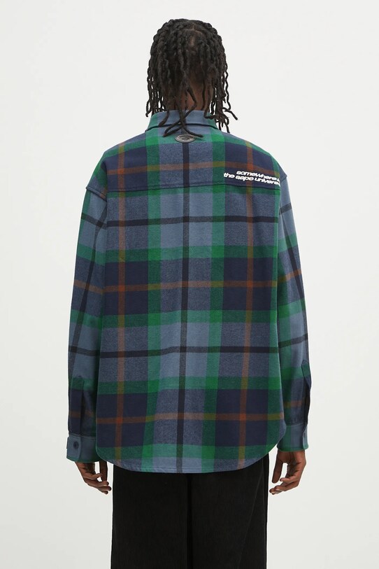 Одежда Хлопковая рубашка AAPE Main Long Sleeve AAPSTM8504XXN тёмно-синий