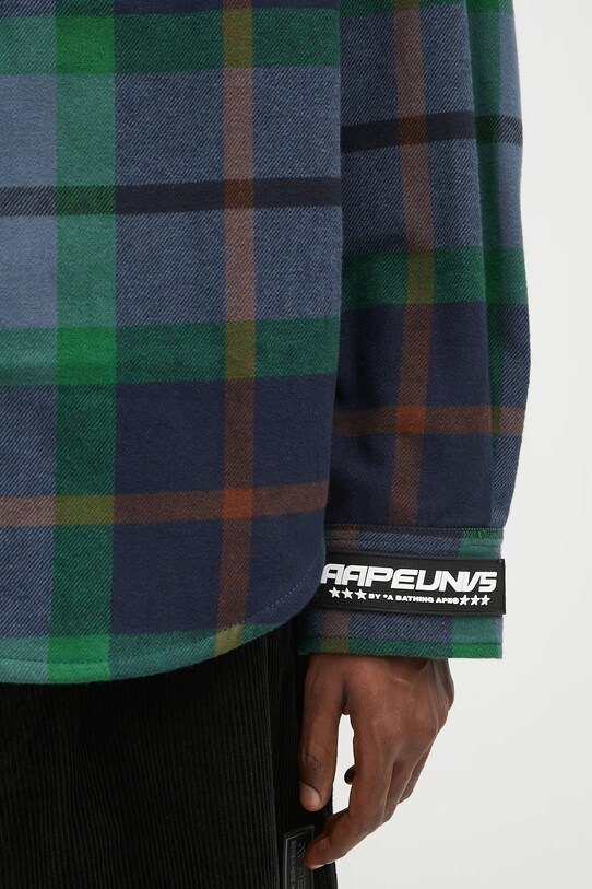AAPE koszula bawełniana Main Long Sleeve AAPSTM8504XXN granatowy