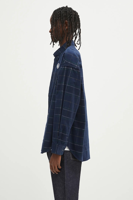 Menčestrová košeľa AAPE Main Long Sleeve AAPSTM8505XXN tmavomodrá SS25