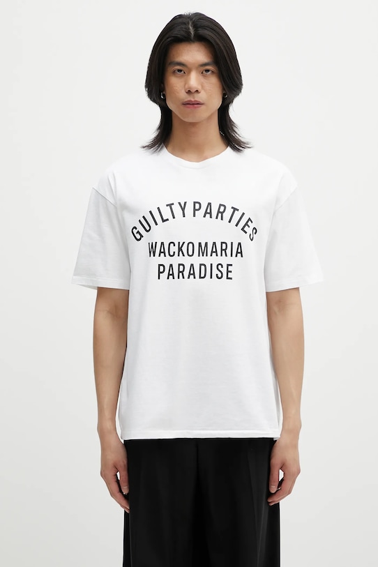 Bavlněné tričko Wacko Maria washed heavy weight relaxed bílá 25SS.WMT.WT10