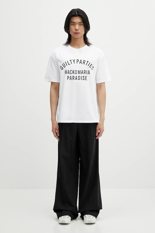 Bavlněné tričko Wacko Maria washed heavy weight bílá 25SS.WMT.WT10