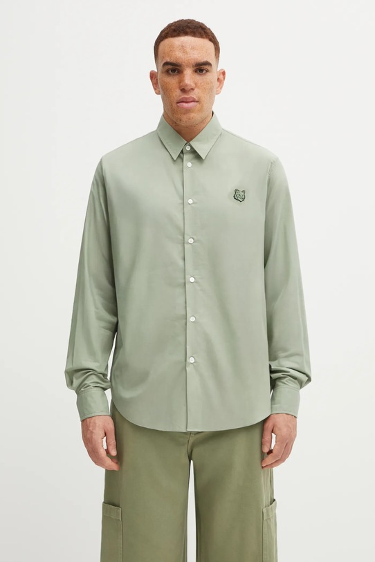 Maison Kitsuné koszula bawełniana Bold Fox Head Relaxed bawełna zielony MM00403WC5042