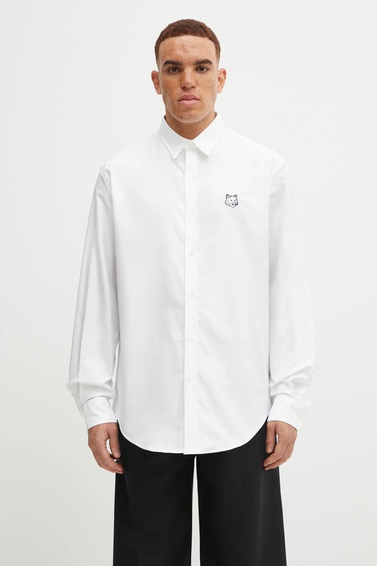 Maison Kitsuné koszula bawełniana Contour Fox Head Skate gładkie biały MM00405WC5012