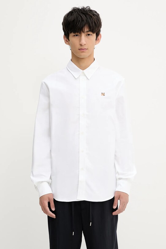 Maison Kitsuné koszula bawełniana Fox Head Embroidery Casual regular biały MM00408WC5012
