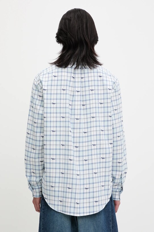 Odzież Maison Kitsuné koszula bawełniana Double Pocket Skate OM00425WW0118 niebieski