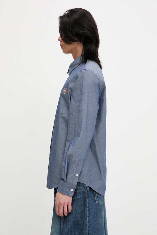 Бавовняна сорочка Maison Kitsuné Fox Head Casual OM00432WC5043 блакитний SS25