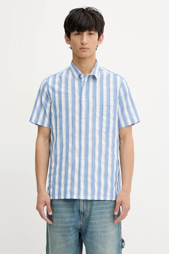 Бавовняна сорочка Samsoe Samsoe SAAVAN візерунок блакитний M25200042