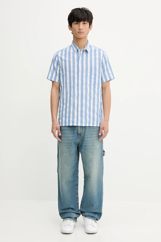 Бавовняна сорочка Samsoe Samsoe SAAVAN M25200042 блакитний