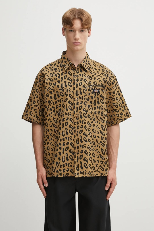 Bavlněná košile Wacko Maria DICKIES / WORK SHIRT ( TYPE-2 ) relaxed hnědá 25SS.WMS.DC02