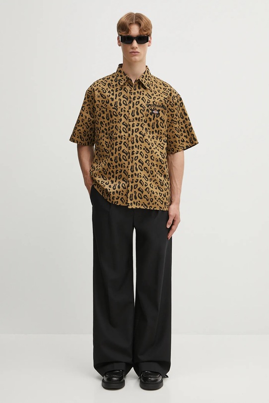 Хлопковая рубашка Wacko Maria DICKIES / WORK SHIRT ( TYPE-2 ) 25SS.WMS.DC02 коричневый