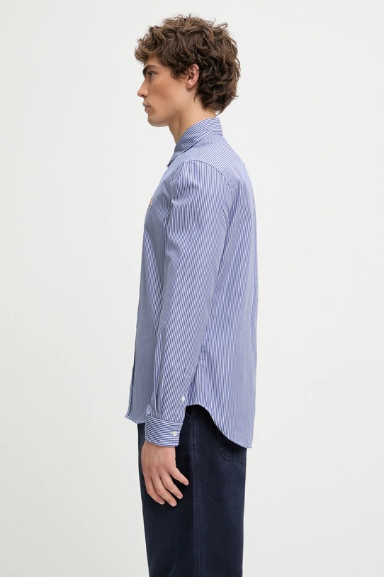 Maison Kitsuné koszula bawełniana Fox Head Classic Striped MM00411WC2046 granatowy SS25