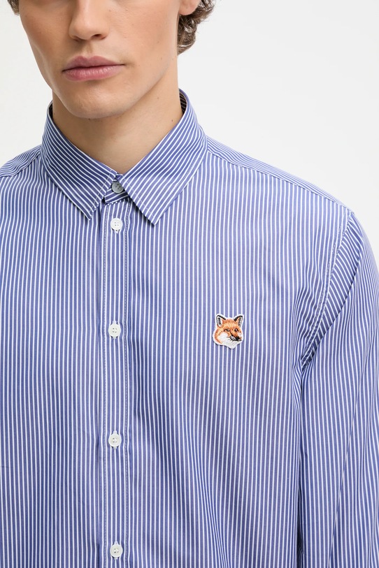 Maison Kitsuné koszula bawełniana Fox Head Classic Striped granatowy MM00411WC2046