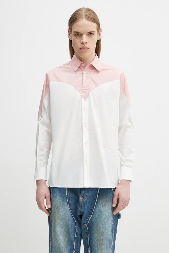 Хлопковая рубашка Fiorucci Embroidered Heart Relaxed Fit casual белый U02SPTLO055CO02PN02