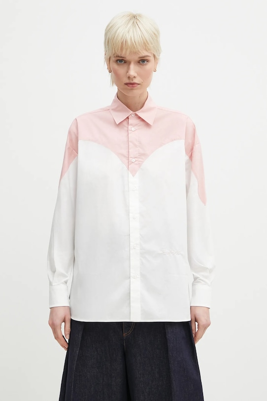 Βαμβακερό πουκάμισο Fiorucci Embroidered Heart Relaxed Fit U02SPTLO055CO02PN02 λευκό SS25