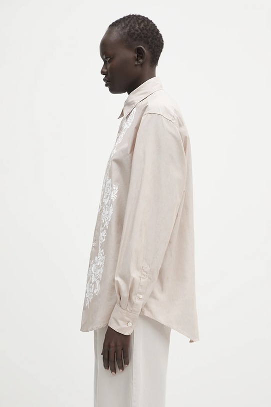 Βαμβακερό πουκάμισο Aries Lace Overprinted Poplin Shirt μπεζ AR4010203