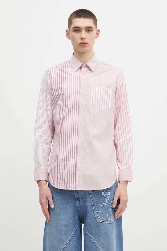 Aries koszula bawełniana Patchwork LS Shirt wzorzyste różowy AR4012003