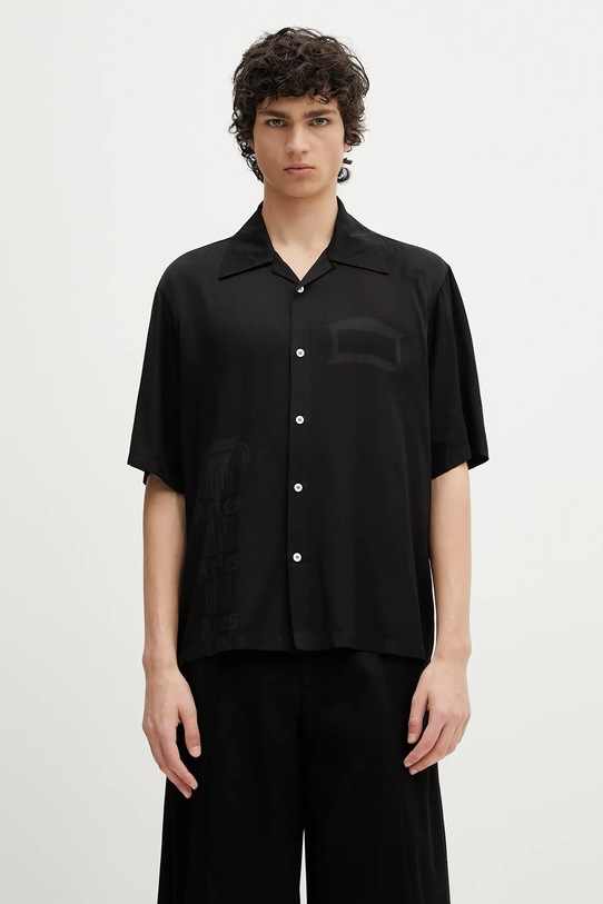 Aries koszula Ancient Column Satin Viscose Hawaiian Shirt klasyczny czarny AR4080003