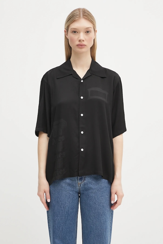 Πουκάμισο Aries Ancient Column Satin Viscose Hawaiian Shirt AR4080003 μαύρο SS25
